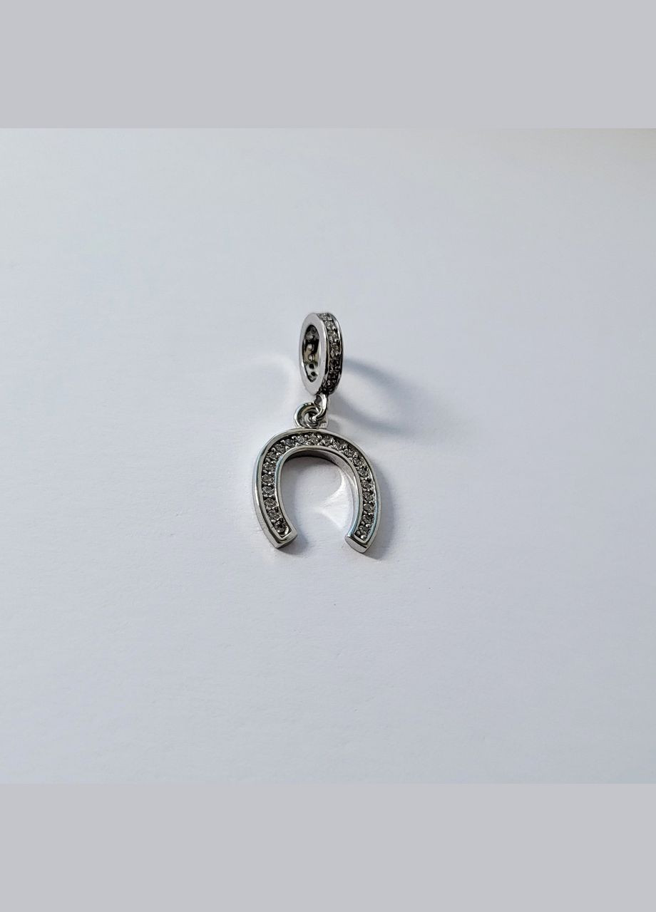 Серебряный шарм подвеска Подкова в белых камнях серебро 925 проба Родированное 615п 1.05г No Brand (306743167)