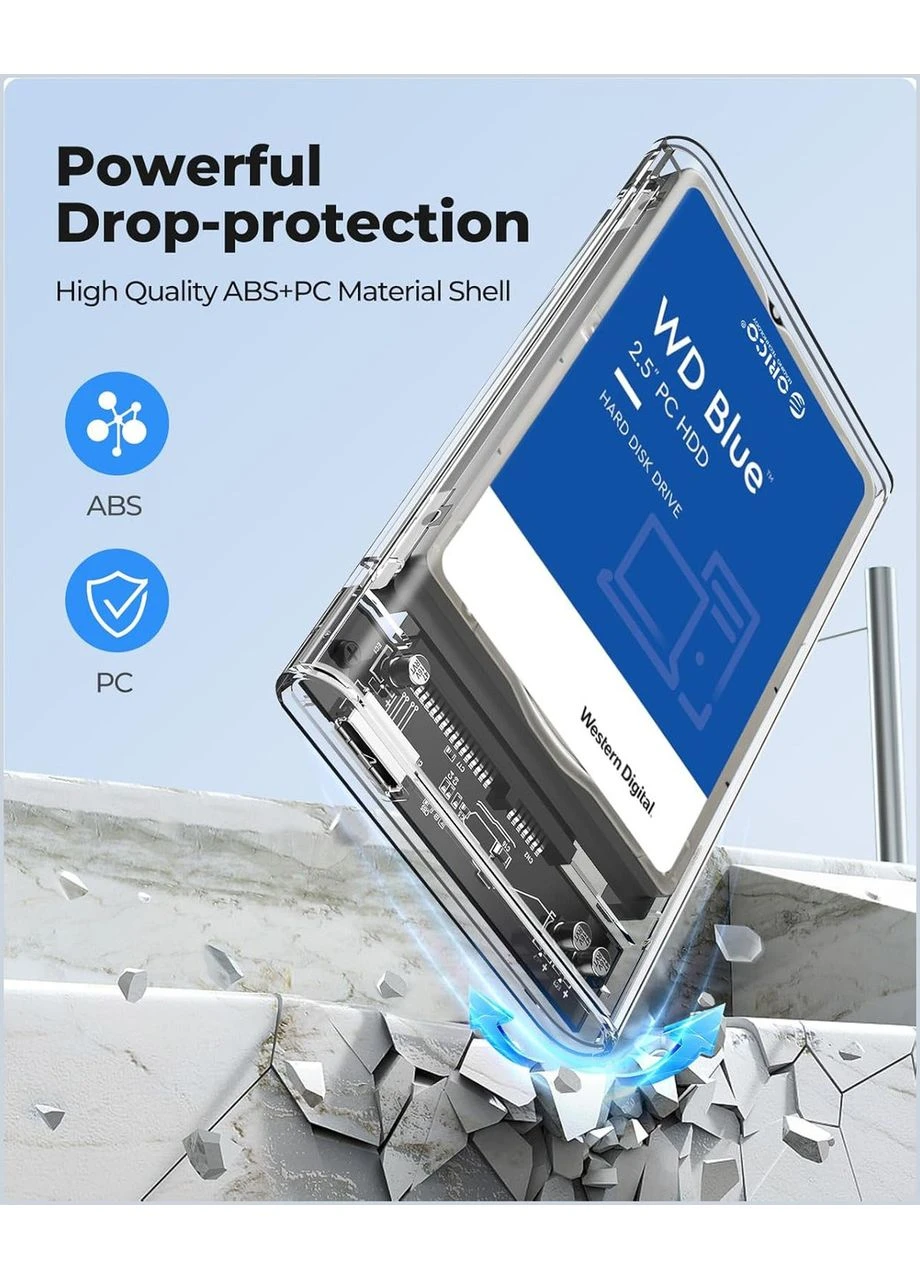 Корпус для HDD/SSD 2139U3, Прозорий, USB 3.0 UASP, безінструментально, 2.5'' SATA III, 7/9.5 мм, до 6TB, Plug&Play Orico (388579754)