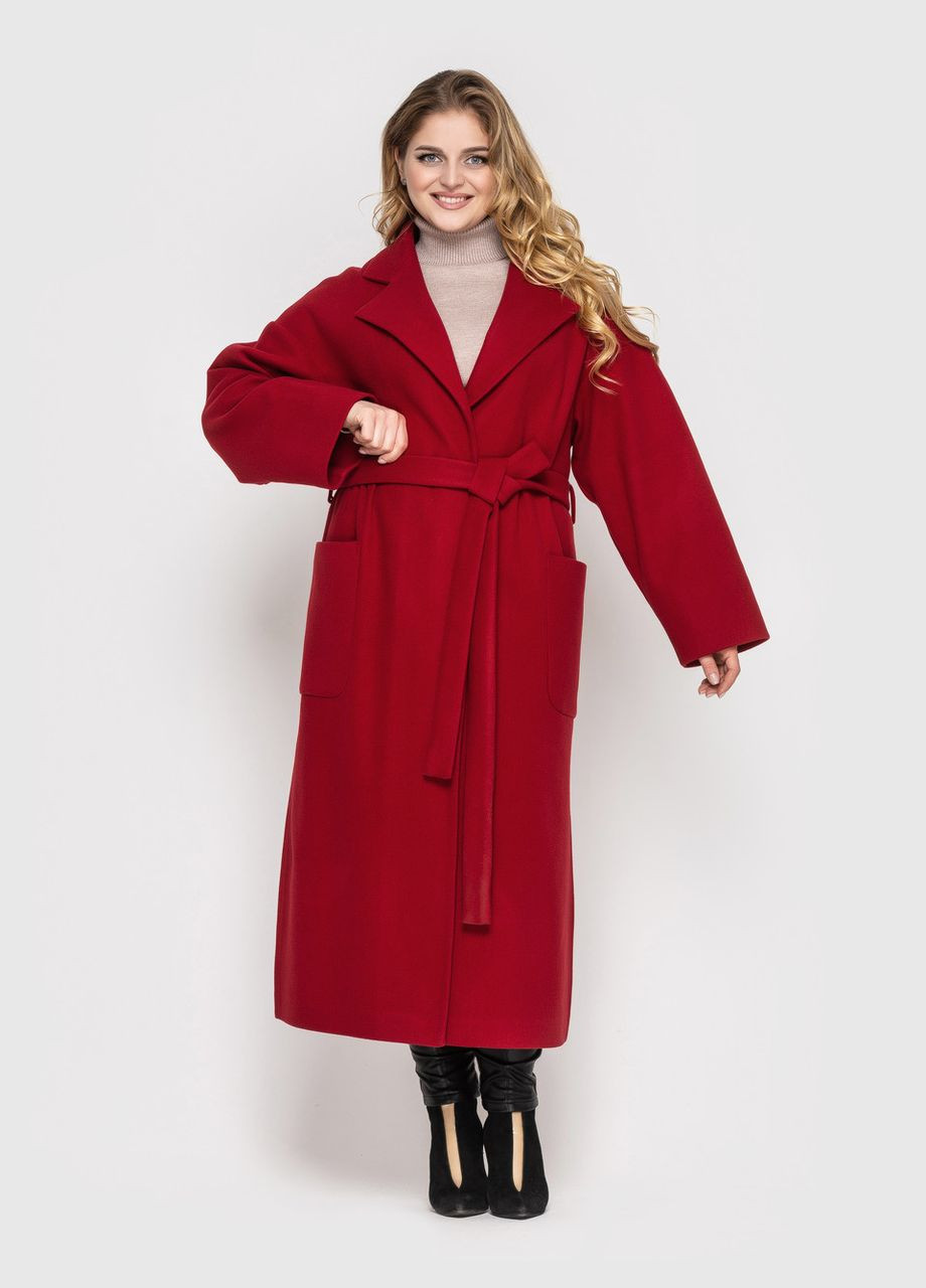Бордове демісезонне Пальто Алеся бордовий 0255 Vlavi