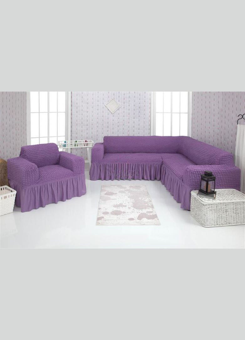 Чехол на диван угловой и кресло 03-217 Фиолетовый Venera (268547741)