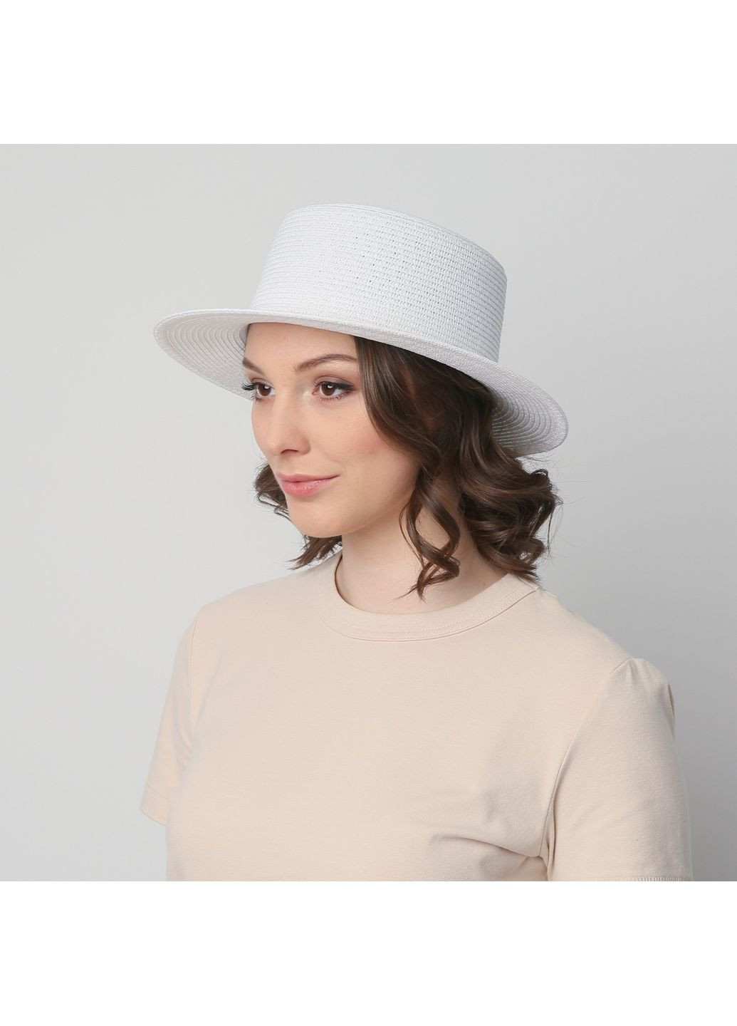 Капелюх канотьє жіночий папір білий VIVIAN LuckyLOOK 817-860 (322790191)