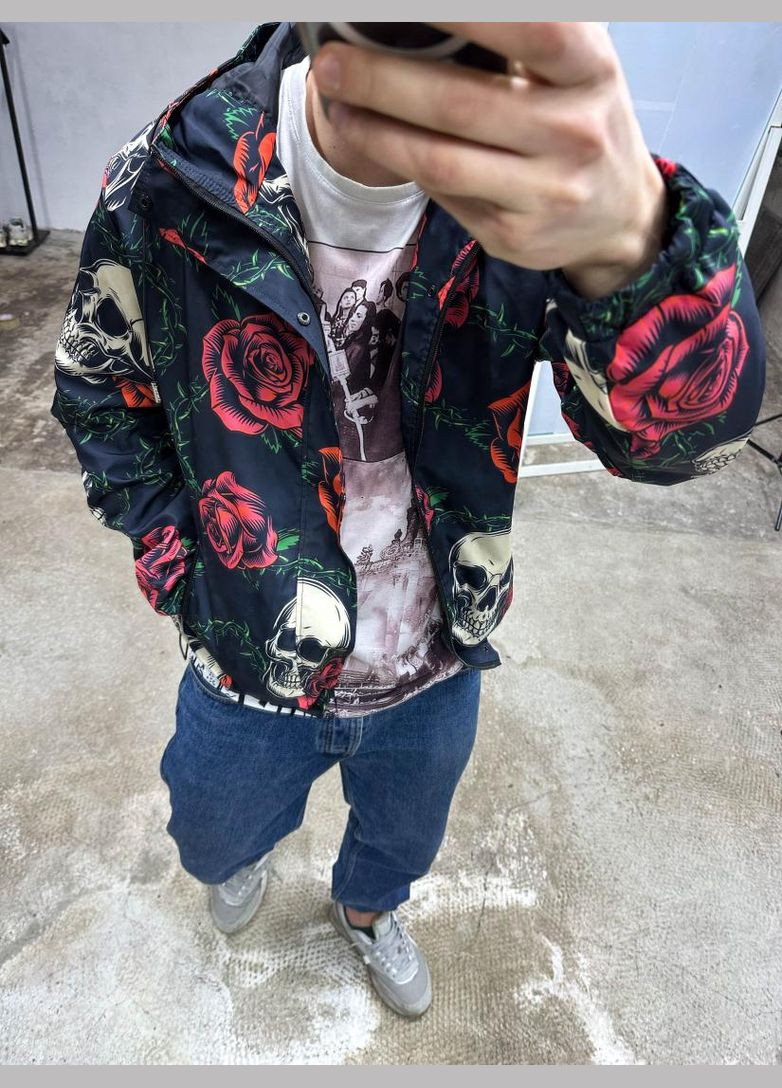 Комбинированная демисезонная ветровка мужская ветро/влагозащитная на подкладке. No Brand