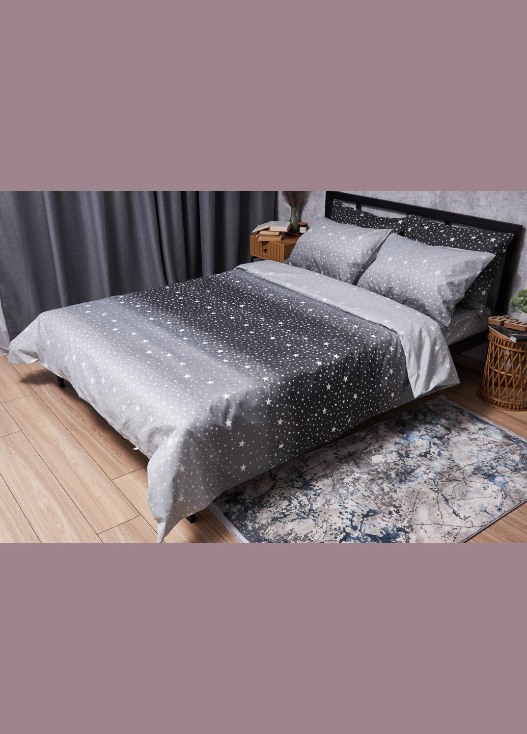 Комплект постельного белья Микросатин Premium «» полуторный 143х210 наволочки 2х40х60 (MS-820005125) Moon&Star starry night (293148344)