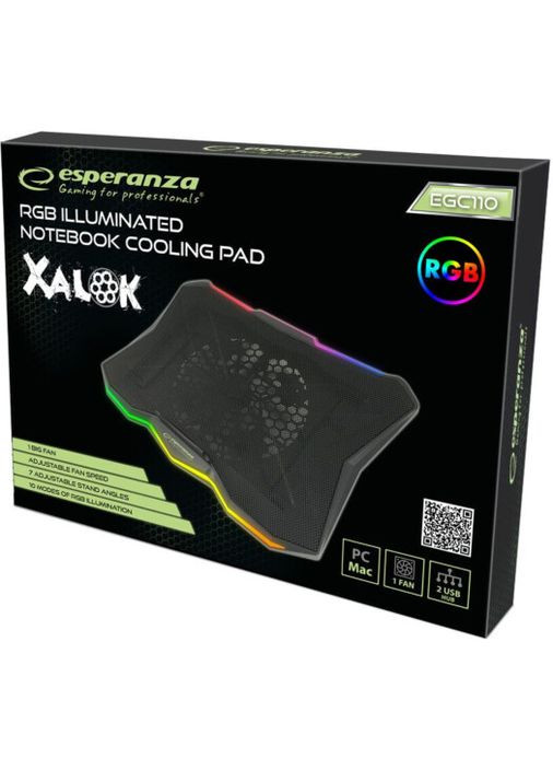 Подставка под ноутбук с RGB подсветкой EGC110 Xalok Notebook Cooling Pad EGC110 Xa (3717391) Esperanza (360427859)