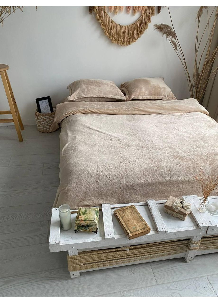 Постільна білизна Бежевий, плюш Двухспальний розмір, наволочки 50/70 No Brand (363191364)