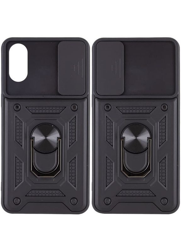 Чехол Getman для samsung a03 core протиударний з кільцем і шторкою для камери (чорний) No Brand (296914469)