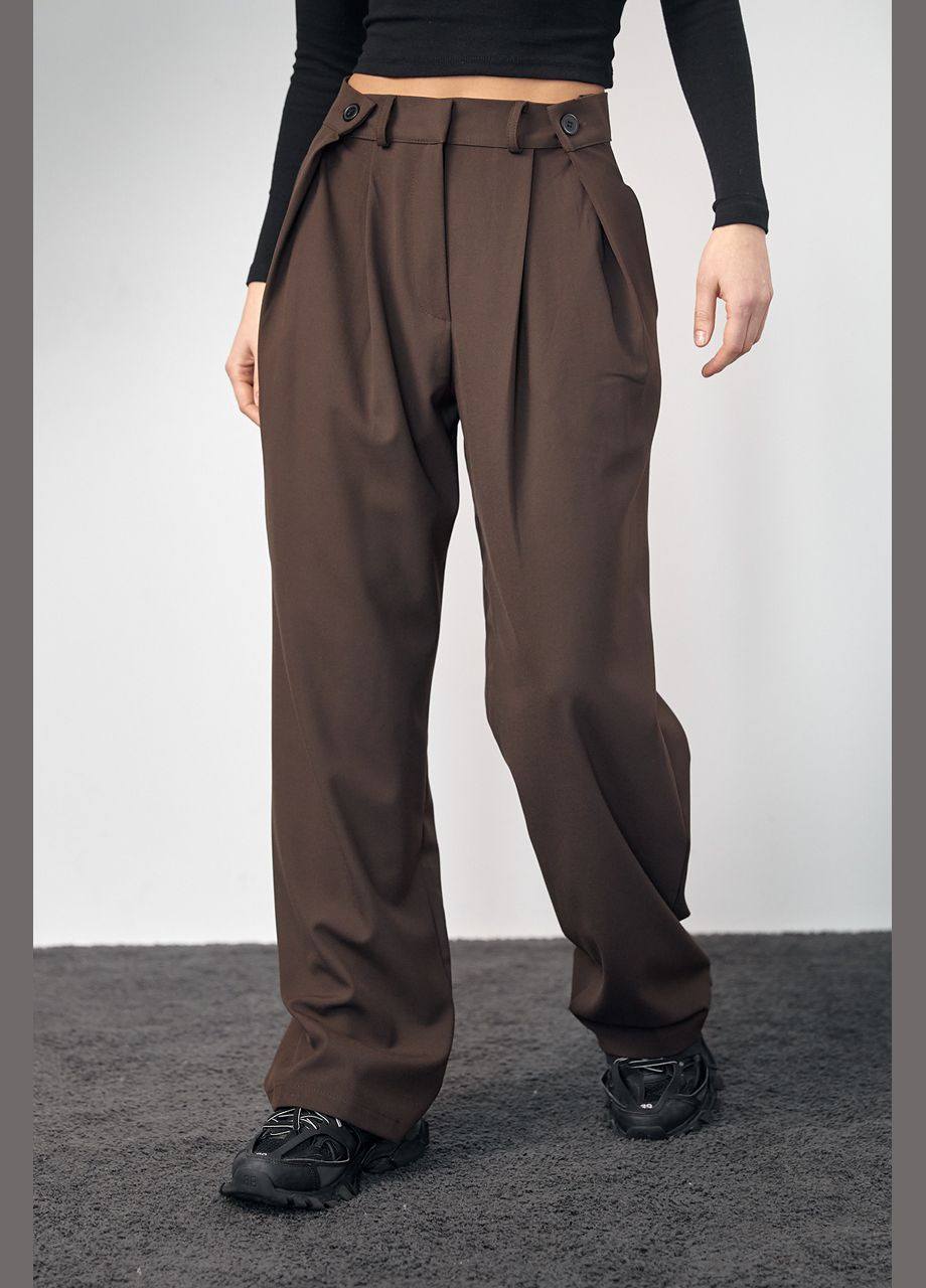 Класичні штани з акцентними гудзиками на поясі 202349 Lurex (280910331)