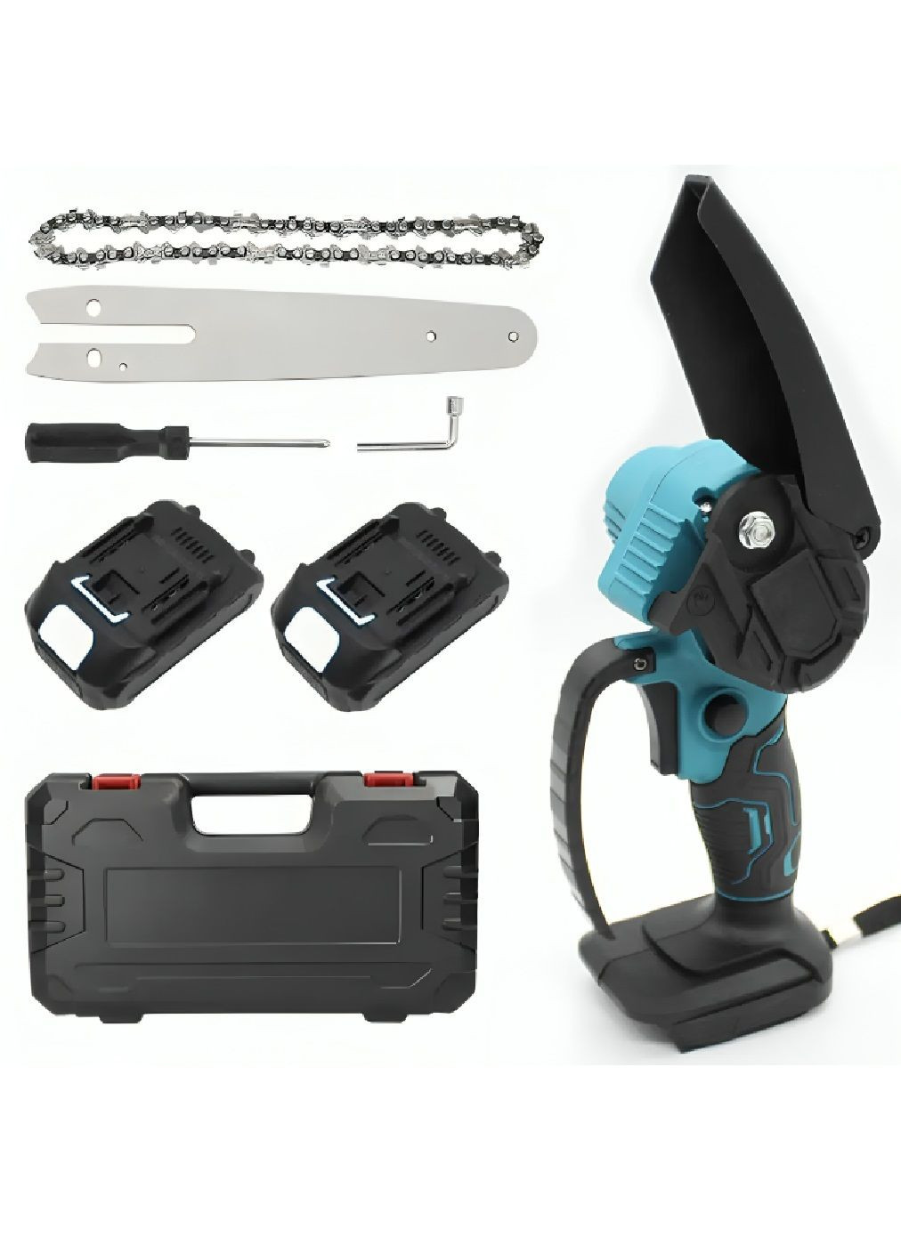 Аккумуляторная электропила 6" с аккумуляторами 2 штуки защитой от перегрузок в кейсе для обрезки веток (480343-Prob) Unbranded (333934773)