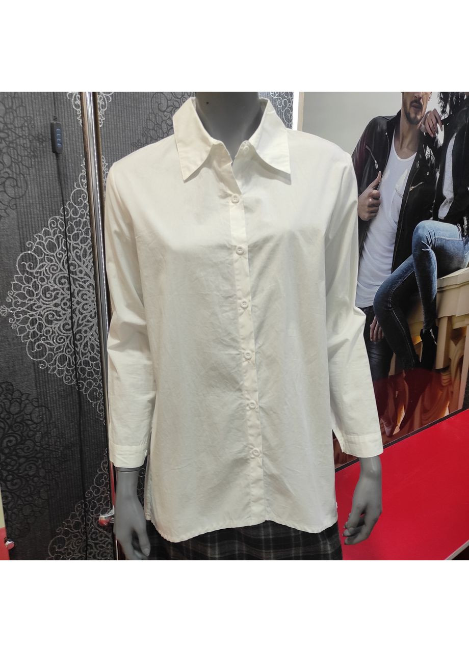 Белая рубашка женская хлопок классика пуговицы длинный рукав 44 белая No Brand