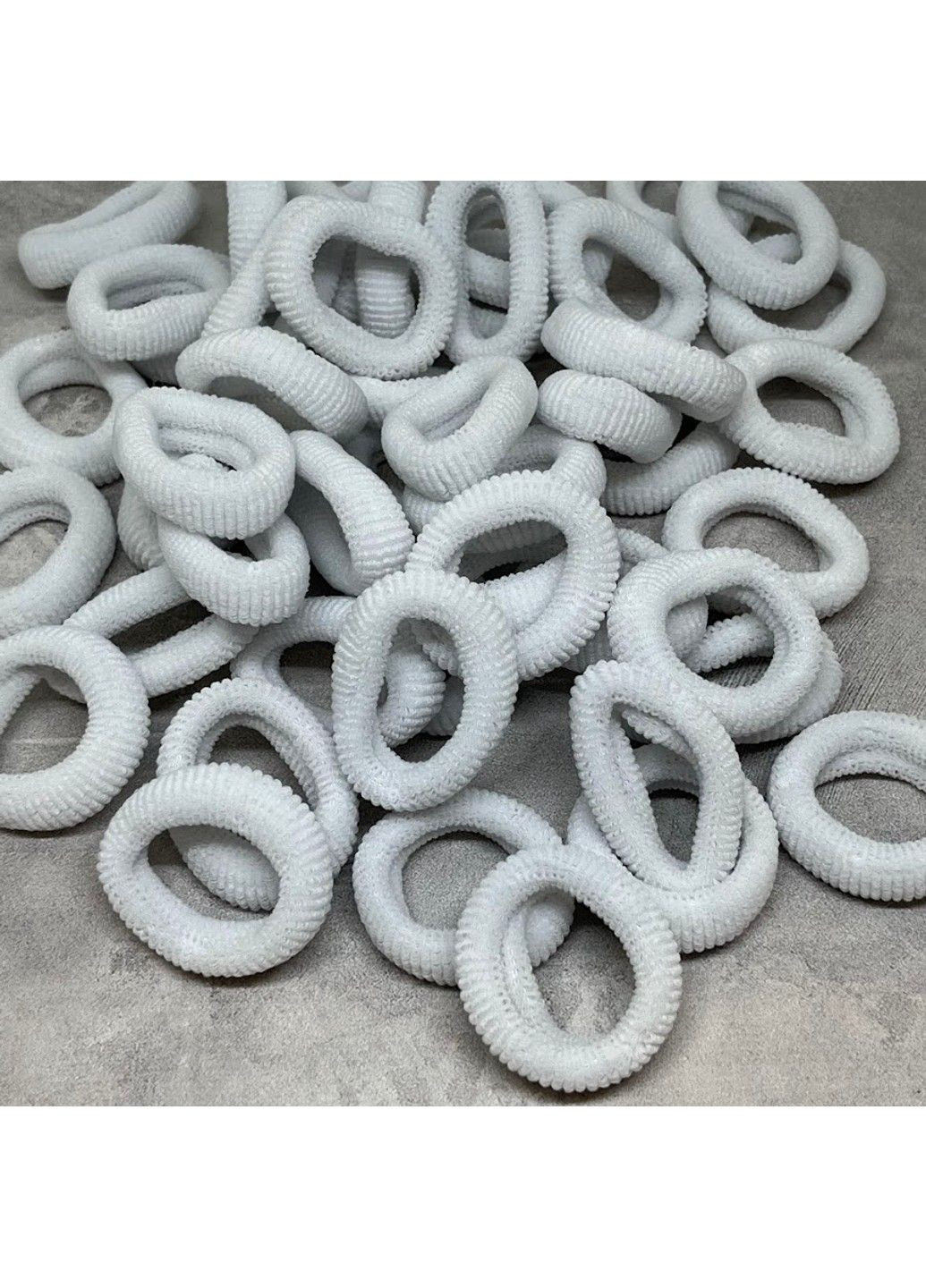 Набір махрових гумок для волосся, 3,6 см (Калуш), колір білий, упаковка 50 шт No Brand (303282365)