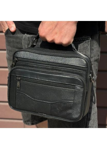 Чоловіча барсетка з ручкою 25x19x6.5, шкіряна сумка з ременем через плече BX-14440B чорна No Brand (335039731)