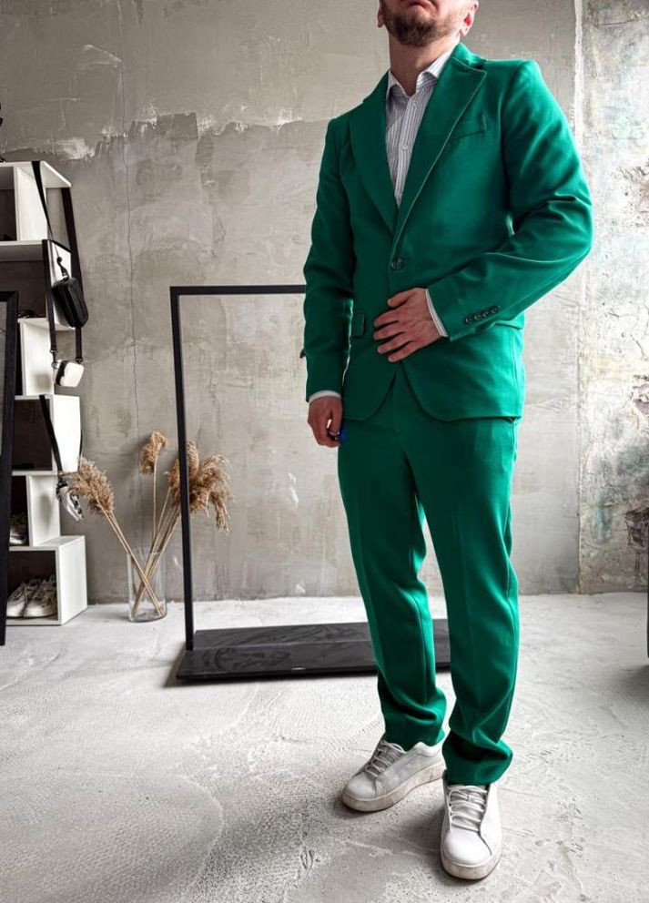 Мятный демисезонный костюм классика No Brand