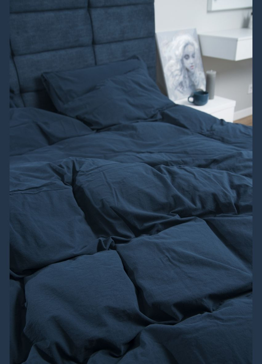 Комплект постельного белья Stonewash Adriatic dark blue евро синий (92370821) SoundSleep (299232798)