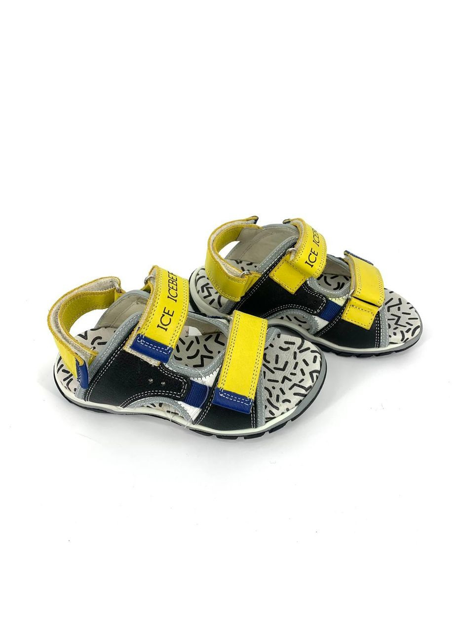 Босоніжки, арт. 41609, чорно-жовті, 100% шкіра, Італія, р. Iceberg (361858088)