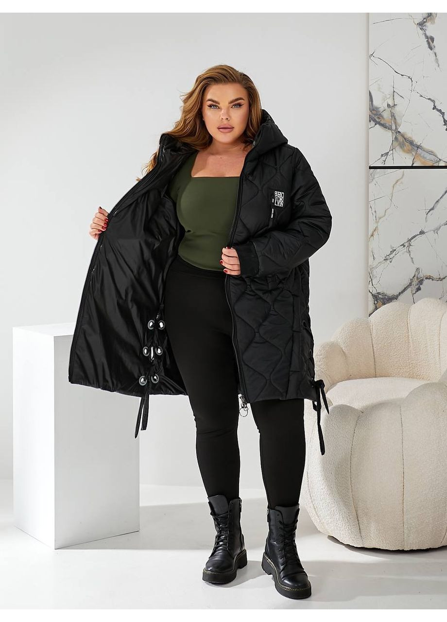 Чорна демісезонна жіноча куртка-пальто куртка-пальто Asi.Store.ua