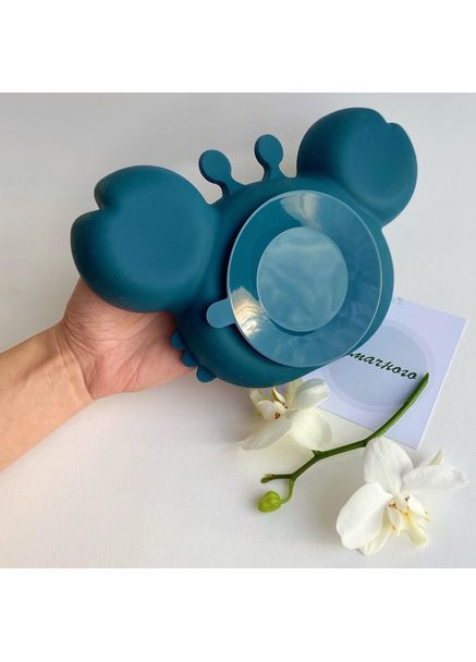 Тарелка детская на присоске на 3 секции Краб 6879 15х23 см голубая No Brand (349220679)