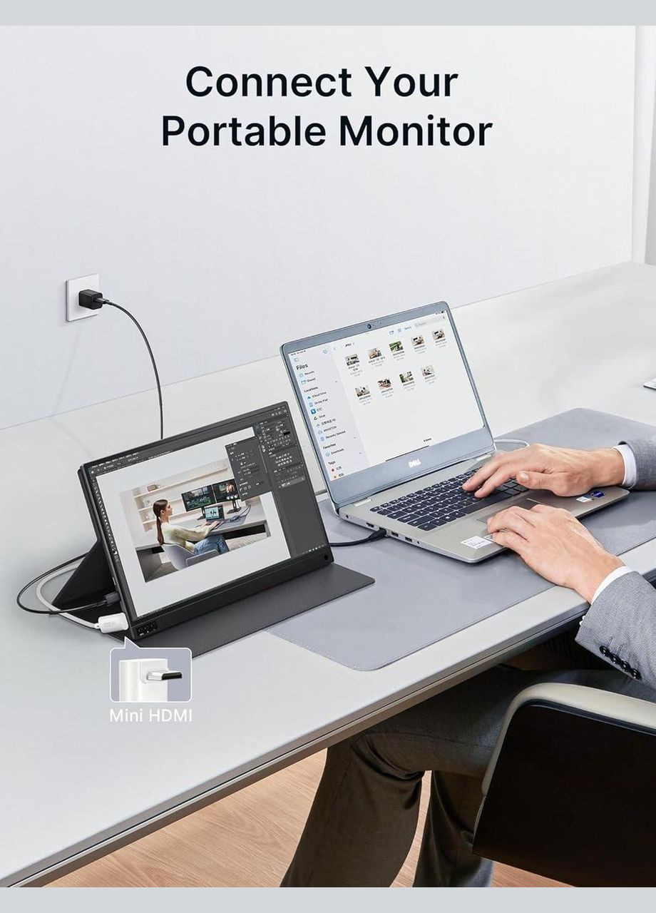 Кабель Type-C to mini HDMI Right Angle 4K@30Hz/2K@60Hz/1080P (Short Side Toward Screen) 0.9м білий Jsaux (308849312)