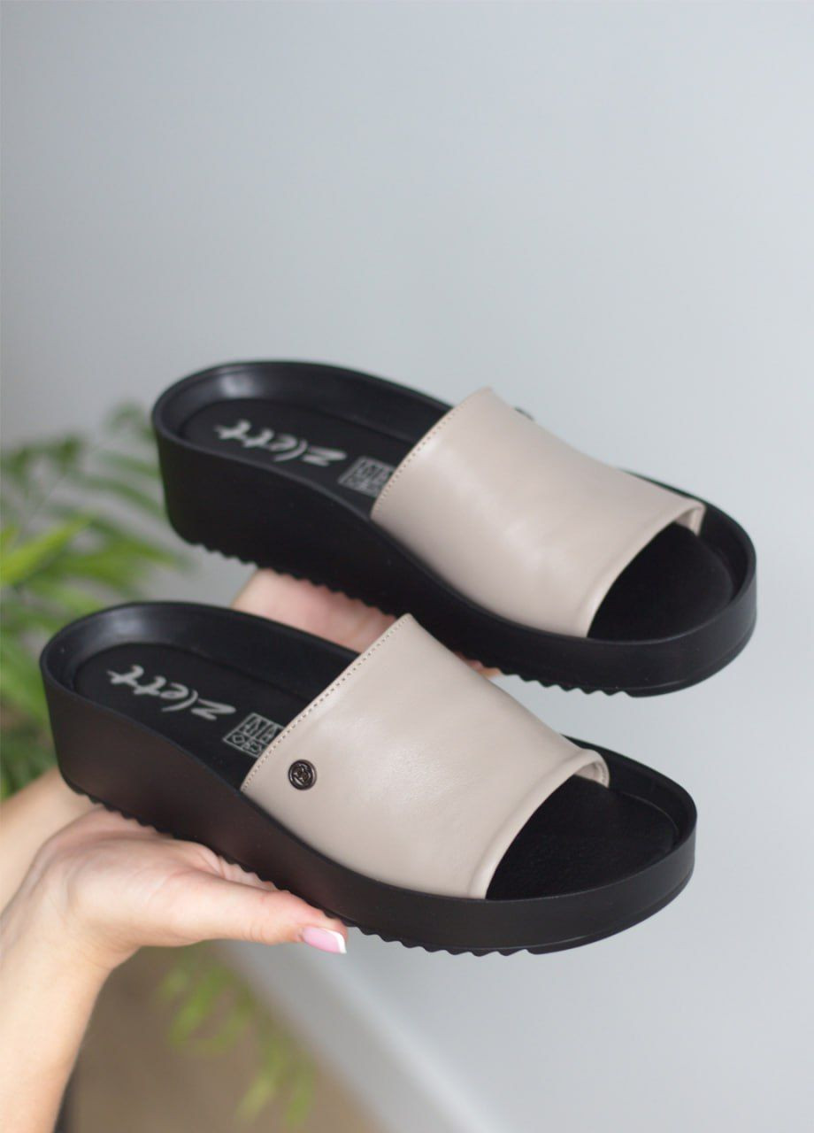 Бежевые шлепки женские No Brand