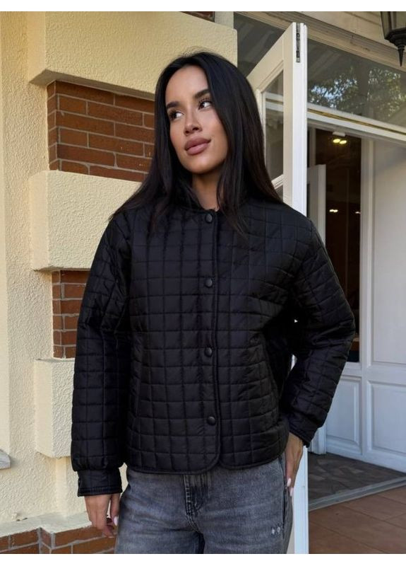 Чорна демісезонна стьобана куртка бомбер куртка-лайнер Україна