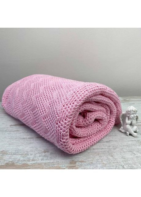Плед в'язаний Дино зигзаг 130х170 см Рожевий (1284) Прованс (362135028)