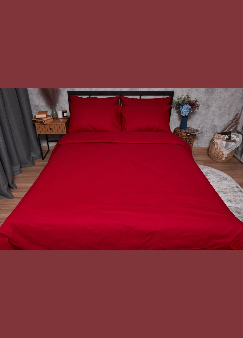 Комплект постельного белья Бязь Gold Люкс полуторный евро 160х220 наволочки 2х70х70 (MS-820003137) Moon&Star Cherry Red (288043606)