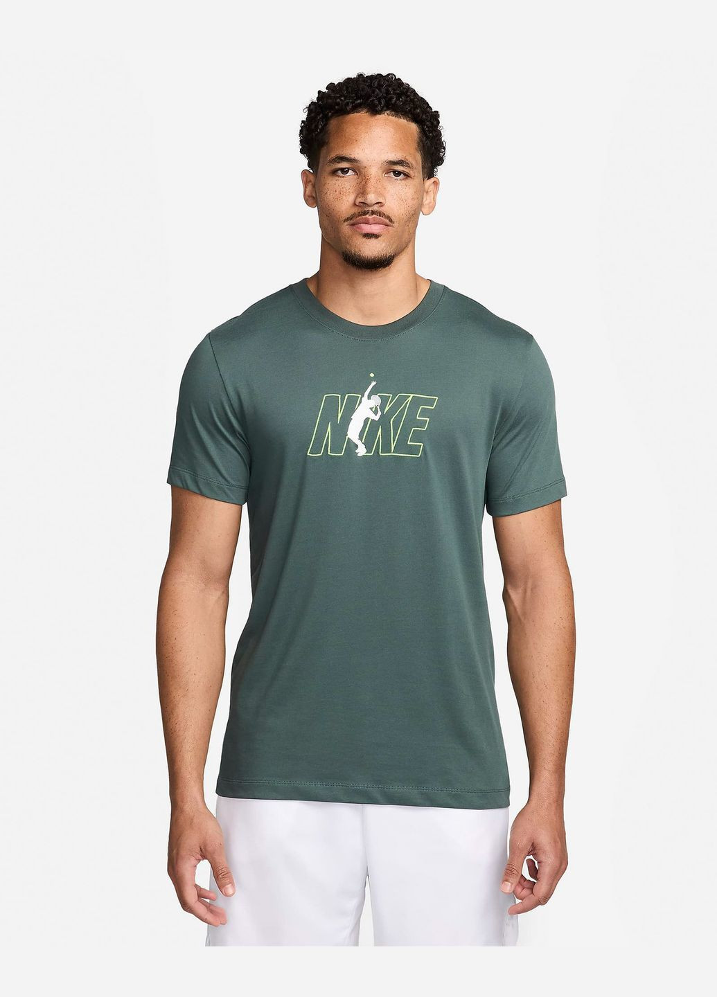 Зеленая мужская футболка court men's dri-fit tennis t-hirt fv8434-338 зеленая Nike