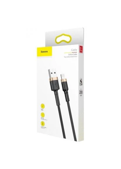 Дата кабель (CALKLF-CV1) Baseus USB 2.0 AM to Lightning 2.0m 1.5A gold-black (401638004)