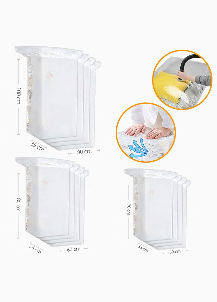 🔥 3D Вакуумні Пакети для Одягу - Комплект з 12 пакетів - 3 розміри ❤️ ТМ 🔥 Comshop (301219819)