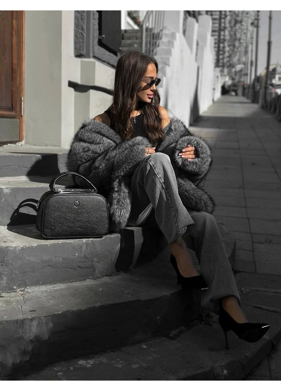 Шуба из эко меха, цвет Темно-серый Fashion (371141352)