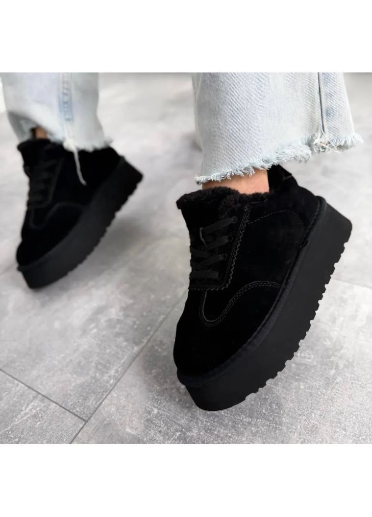 Черные сноубутсы на шнуровке, ботинки зимние, угги шнуровка, зимние кроссовки код 873 ITTS (369588578)