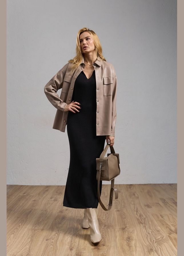 Темно-бежевая повседневный рубашка Triko Bakh