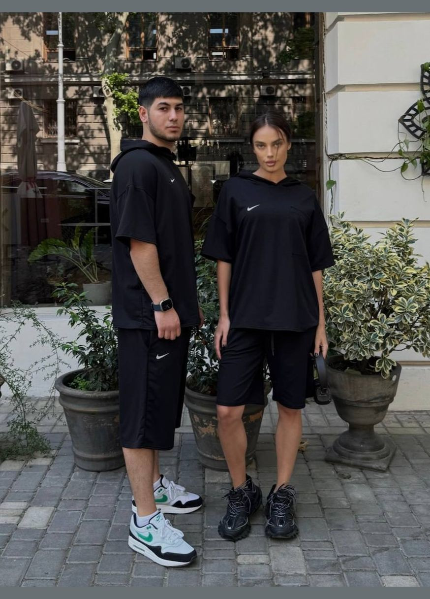 Мужской костюм двойка футболка с капюшоном и шорты-бермуды MonCher (336346383)