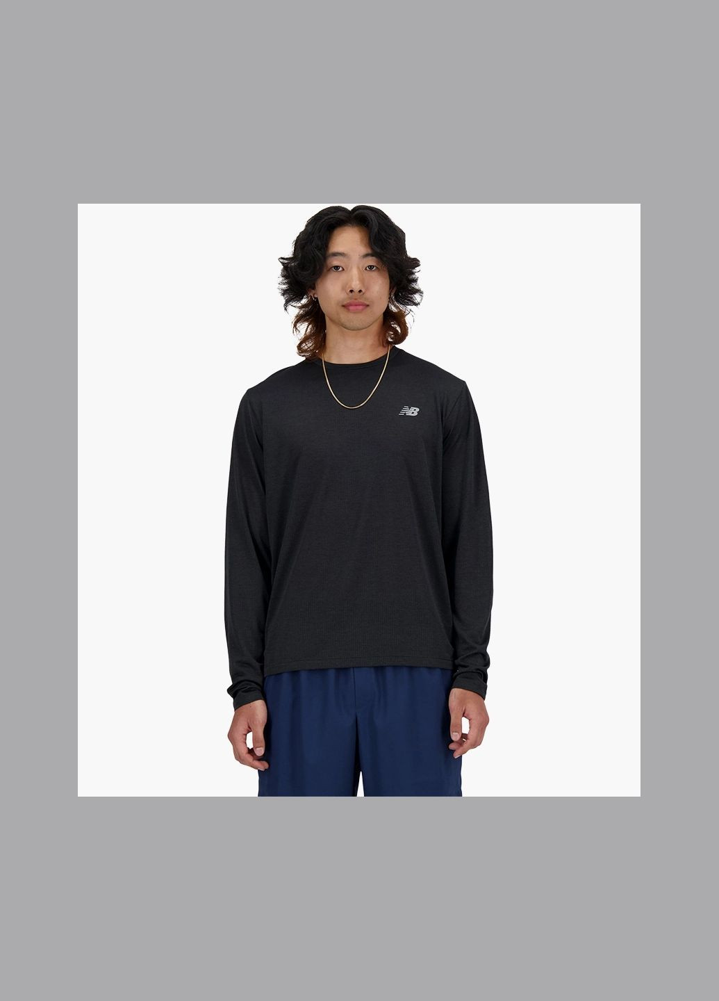 Футболка Лонгслів чоловічий Athletics Long Sleeve Black MT41256BK New Balance (369763368)