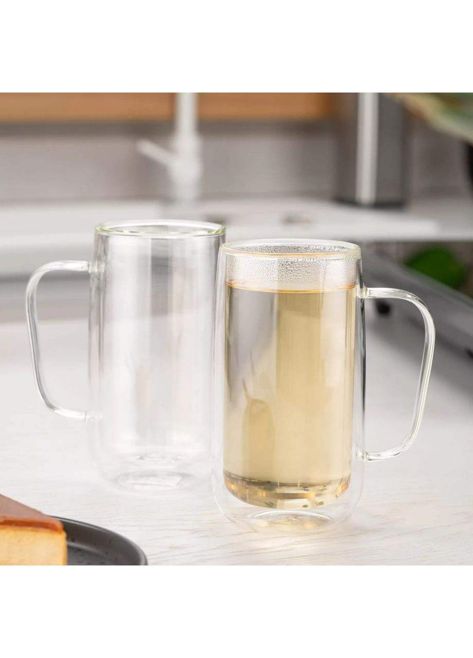 Кружки з подвійними стінками боросилікатне скло 400 мл прозорі 2 шт AR2640BHR Ardesto (355890507)
