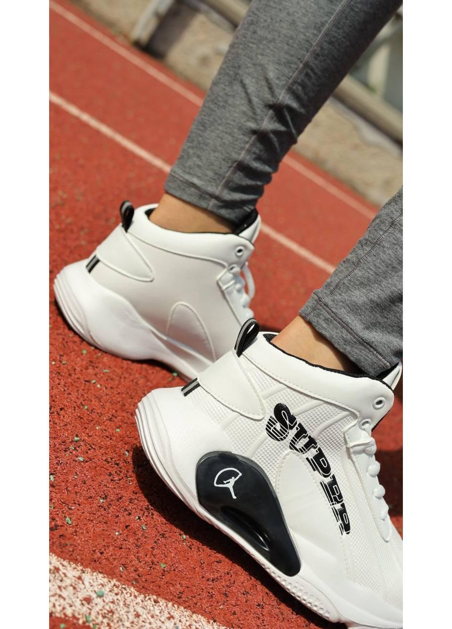 Кроссовки хайтопы женские белые на шнуровке No Brand Кросівки жіночі белые демисезоны (364261603)