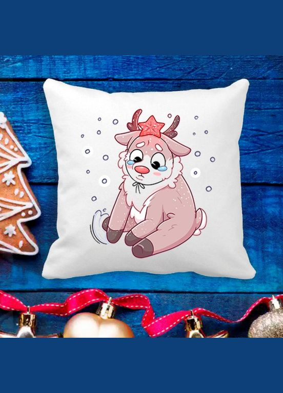 Подушка с новогодним принтом Оленя грустный Кавун (316096209)