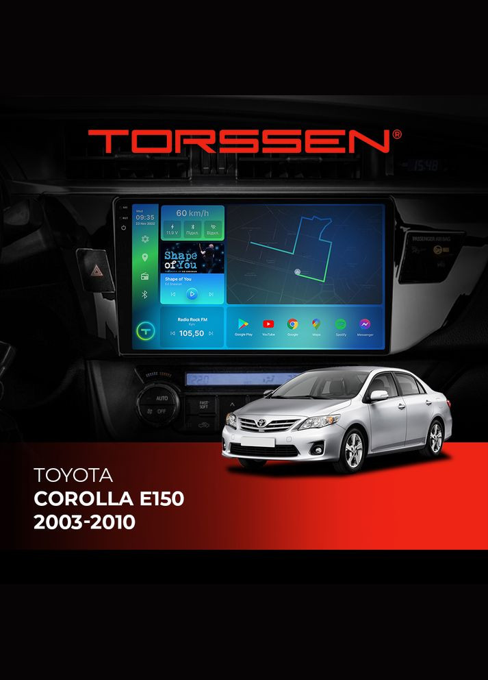 Штатна магнітола 2K Toyota Corolla E150 2003-2010 FL9 4+64Gb 4G Carplay DSP Torssen (307087676)