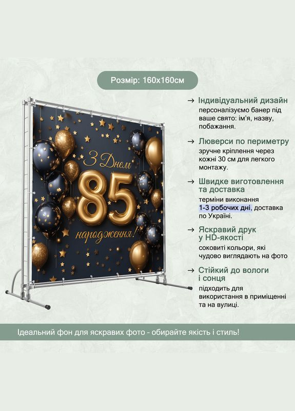 Банер для фотозони "З Днем народження" | 1.6×1.6 м | Святковий фон №42048 Vinylpex (360983028)