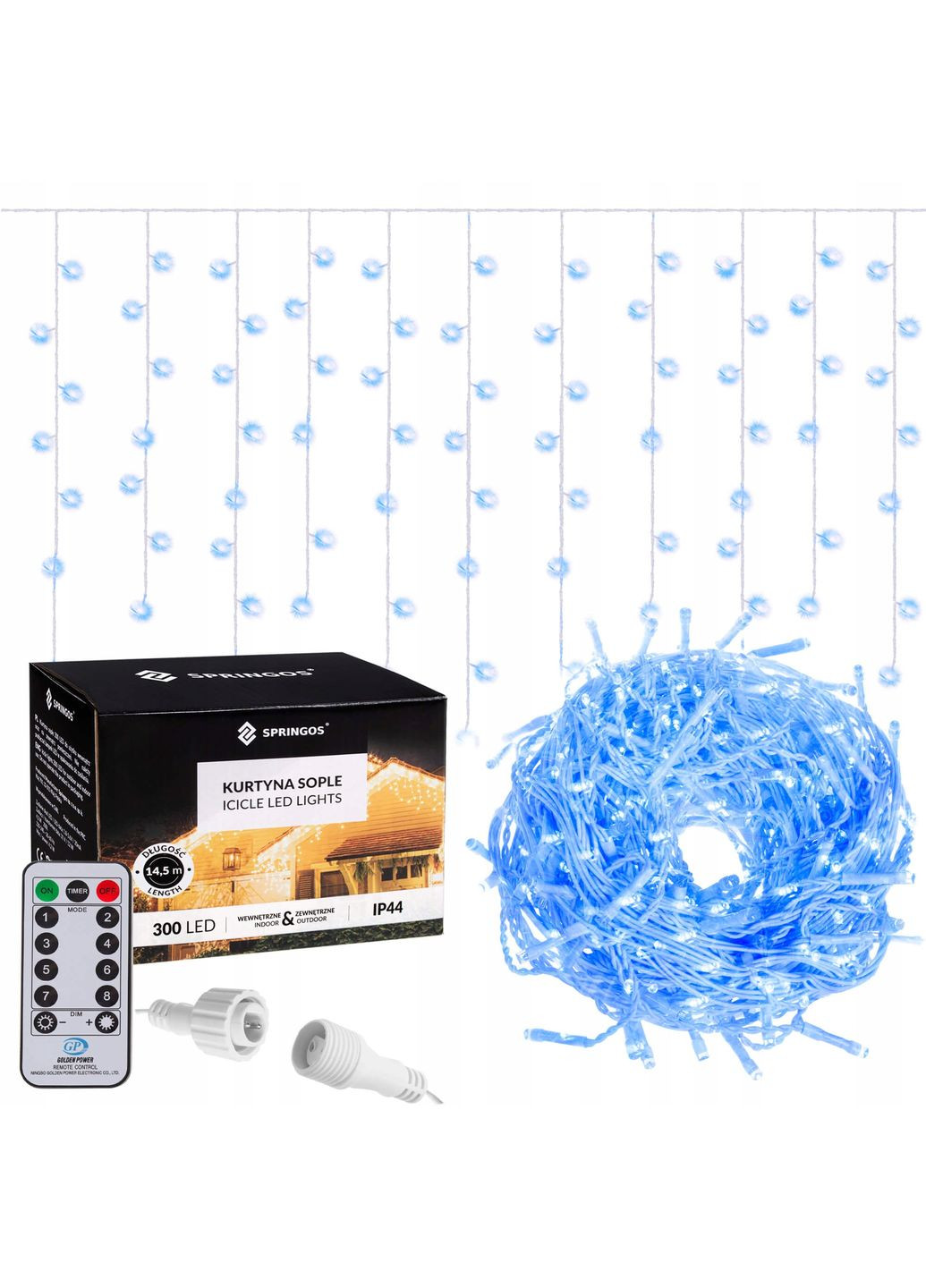 Гирлянда бахрома уличная 12 м 300 LED Pilot CL306 Blue Springos (322062867)