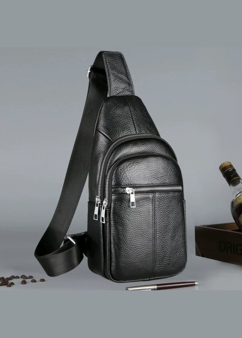 Чоловіча сумка-слінг шкіряна крос боді чорна A25F-5060A Tiding Bag (359380753)