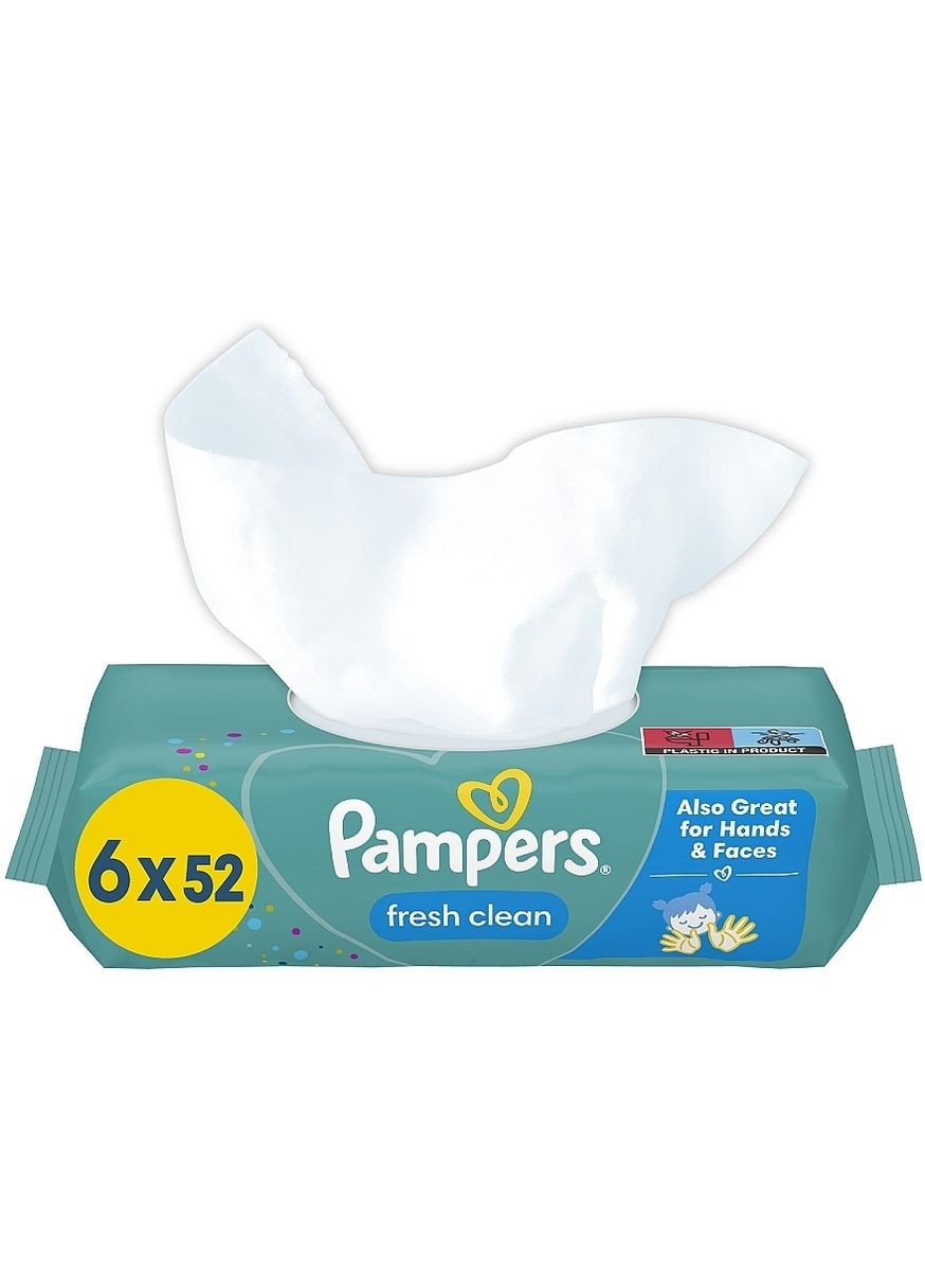 Дитячі вологі серветки "Fresh Clean", 6x52 шт. 6x52шт (1089416-27057039) Pampers (368664267)