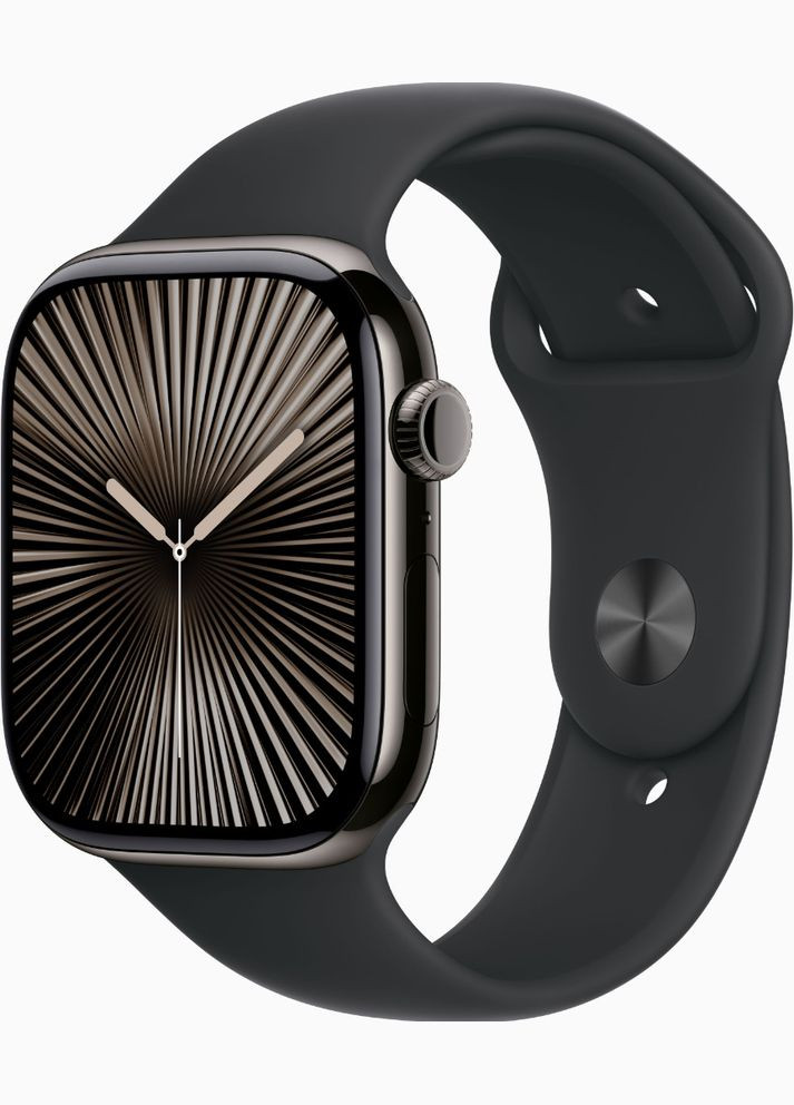 Смарт-годинник GPS + Cellular 46mm Slate Titanium Case w. Black Sport Band - M/L (MWYE3) Apple Watch Series 10 (318745272)