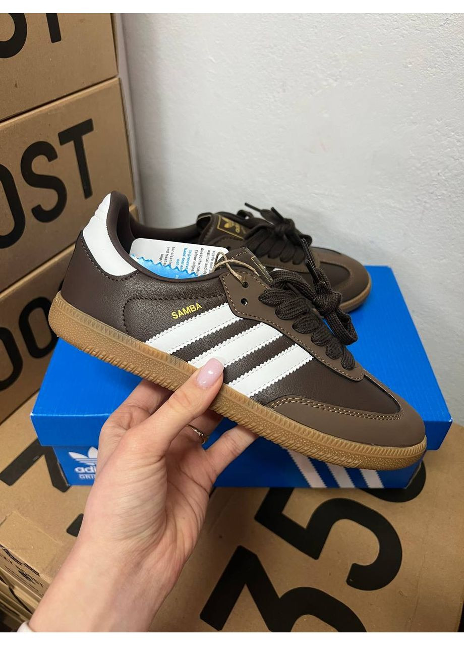 Комбіновані Осінні кросівки чоловічі adidas samba brown адідас самба No Brand