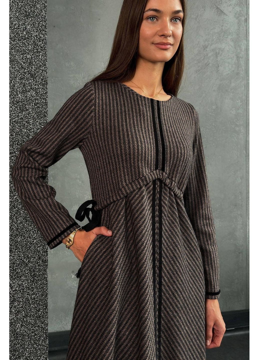 Коричневое платье на кулиске, цвет коричневый Nenka