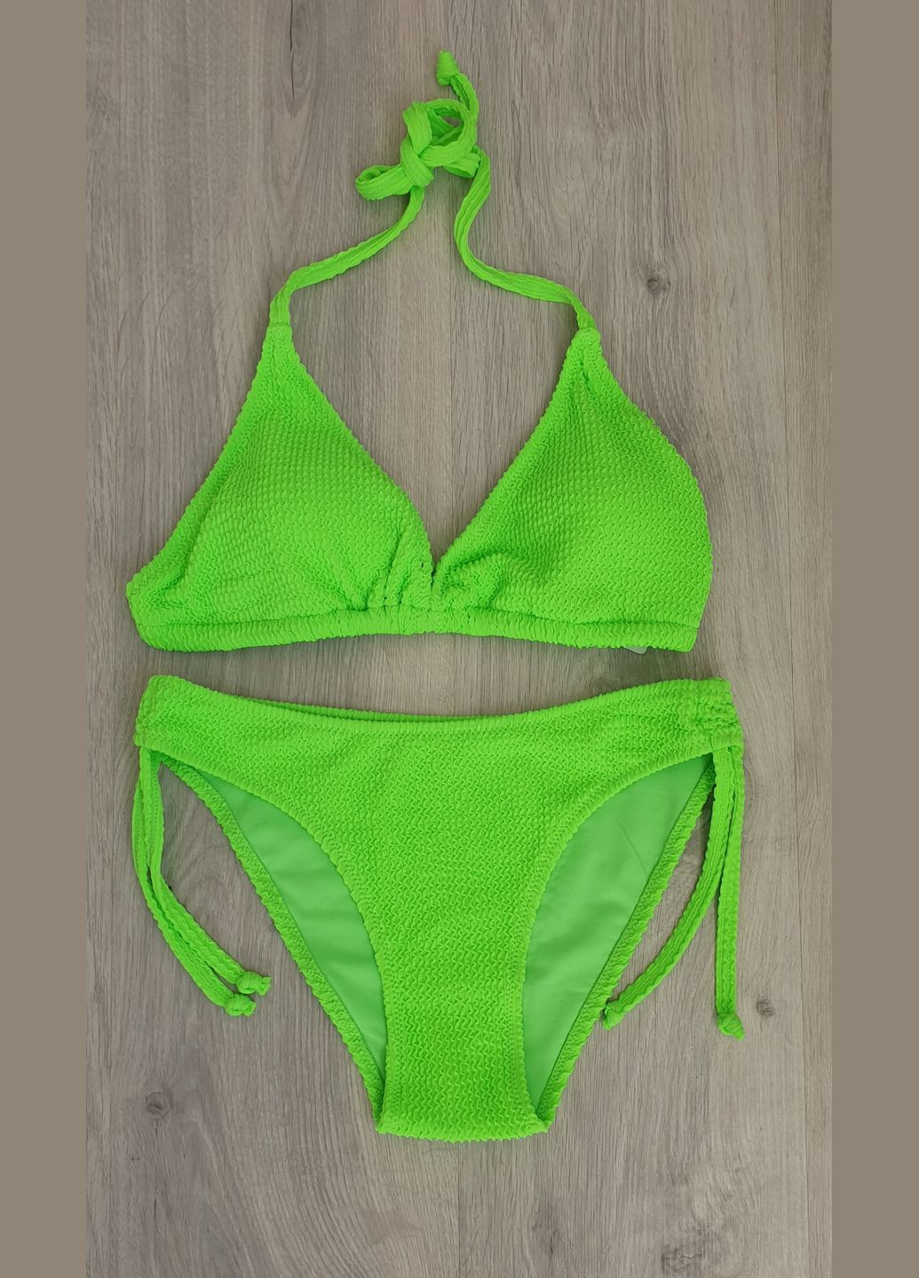 Зеленый демисезонный стильный молодежный молодежный раздельный купальник- шторка раздельный No Brand