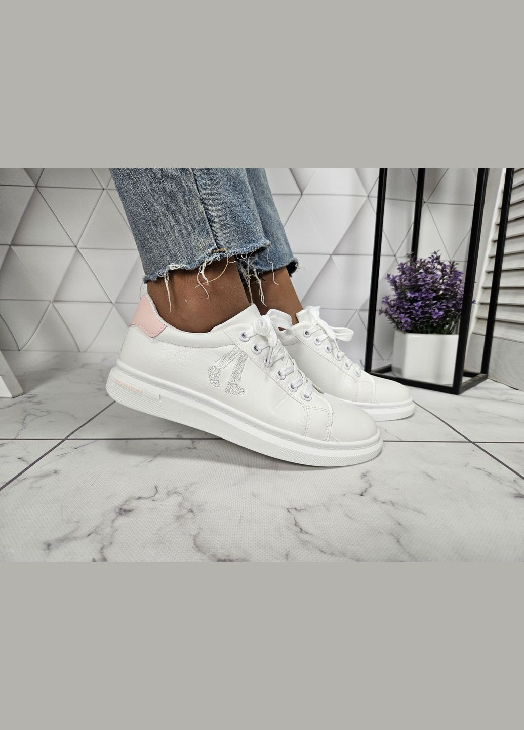 Кроссовки кеды белые из экокожи на высокой платформе No Brand белые (322650793)
