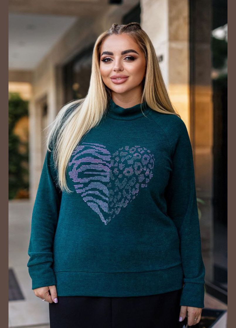 Темно-зеленый демисезонный свитер женский темно-зеленого цвета пуловер Let's Shop