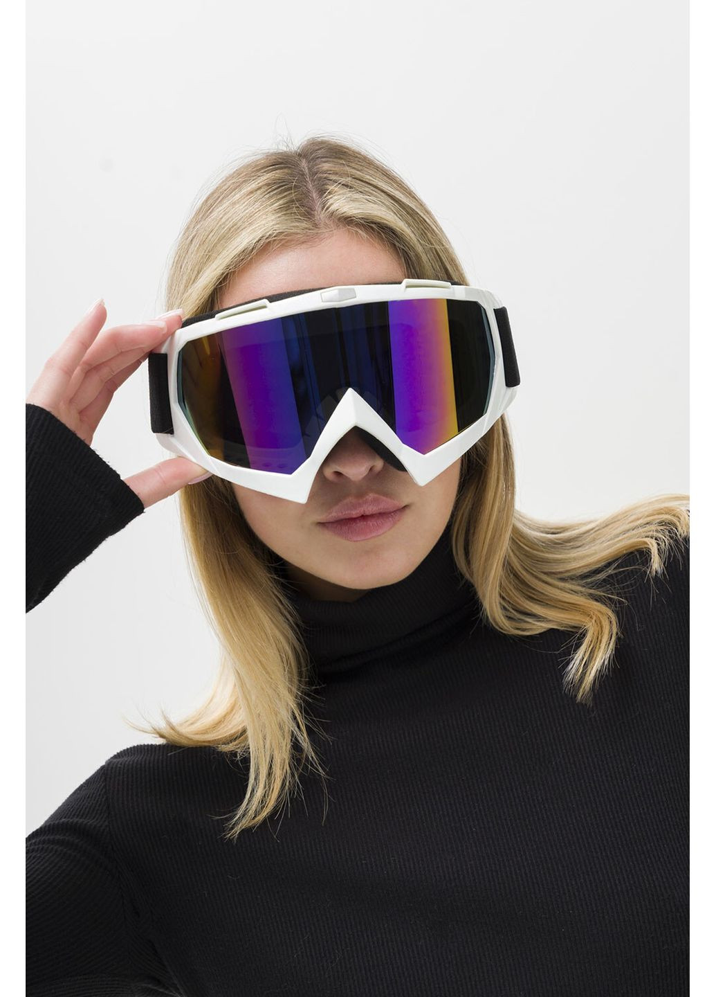 Женские Лыжные Очки Горнолыжные Маска Зеркальная Chameleon White&Purple Without (372520055)