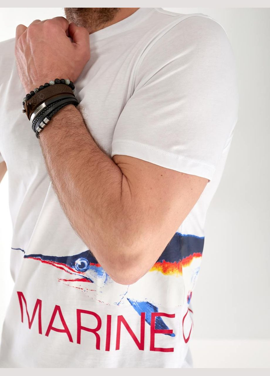Біла чоловіча футболка з малюнком бiлого кольору 33489 Fashion
