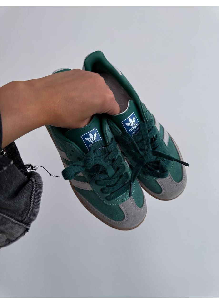 КРОССОВКИ ЖЕНСКИЕ ADIDAS SAMBA OG GREEN GREY АДИДАС САМБА No Brand серые демисезоны (368884570)